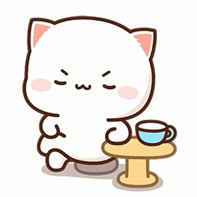 Cartoon Cat Sitting Beside Coffee Cup