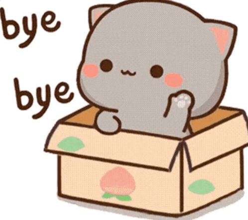 Cartoon Cat Sitting in Box Bye Bye