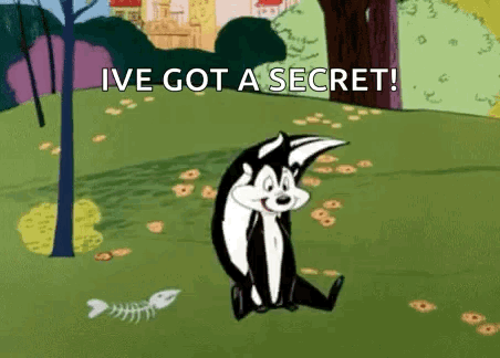 Cartoon Cat Sitting in Grass Saying Ive Got a Secret