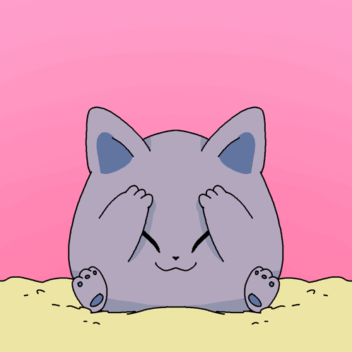 Cartoon Cat Sitting in Sand