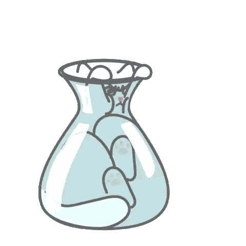 Cartoon Cat Sitting in Vase