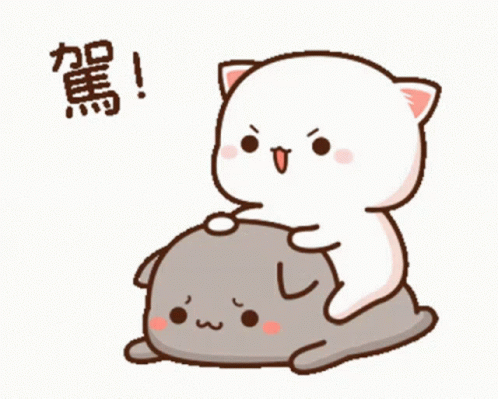 Cartoon Cat Sitting on Another Cat