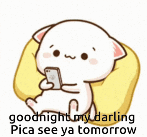 Cartoon Cat Sitting On Pillow Saying Goodnight GIF