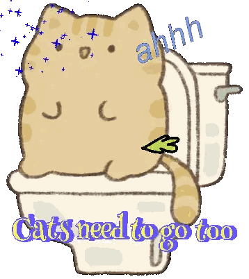 Cartoon Cat Sitting on Toilet