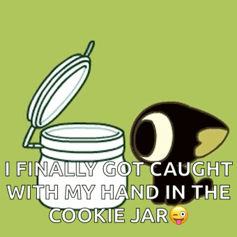 Cartoon Cat Sleeping in Cookie Jar