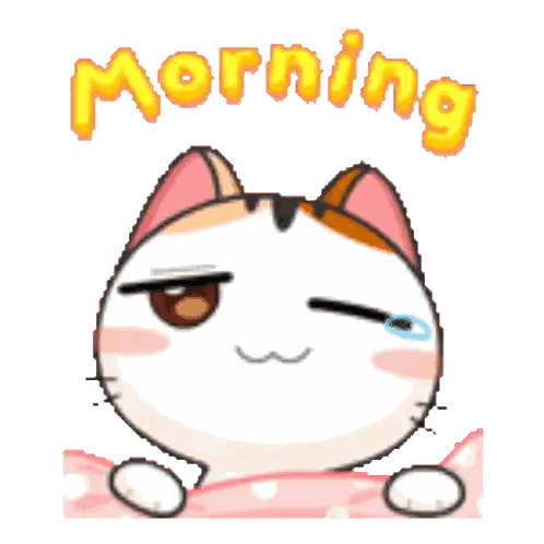 Cartoon Cat Sleeping Under Pink Polka Dot Blanket