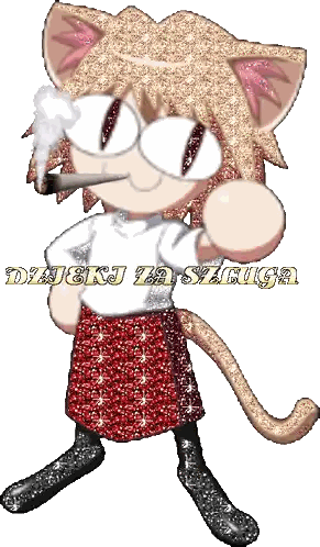Cartoon Cat Smoking and Saying Dzięki za szczuga