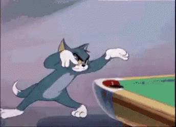 Cartoon Cat Standing In Front Of Pool Table GIF