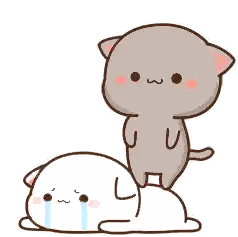 Cartoon Cat Standing on White Cat with Chinese Writing