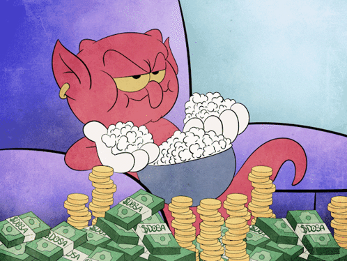 Cartoon Cat Surrounded by Dollar Bills $dosa