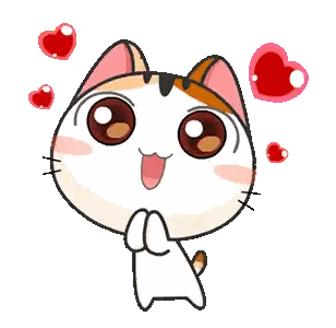 Cartoon Cat Surrounded by Hearts