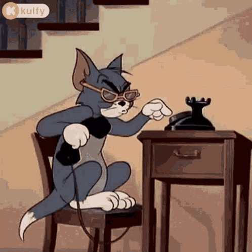 Cartoon Cat Talking On Phone In Sunglasses GIF