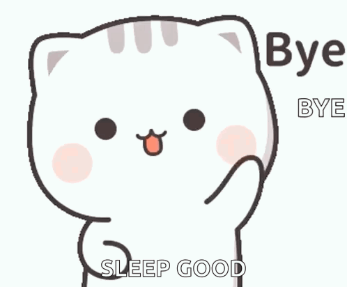 Cartoon Cat Thumbs Up Bye Bye Sleep Good