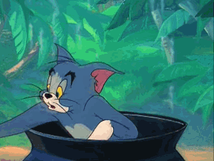 Cartoon Cat Tom Lying in Water