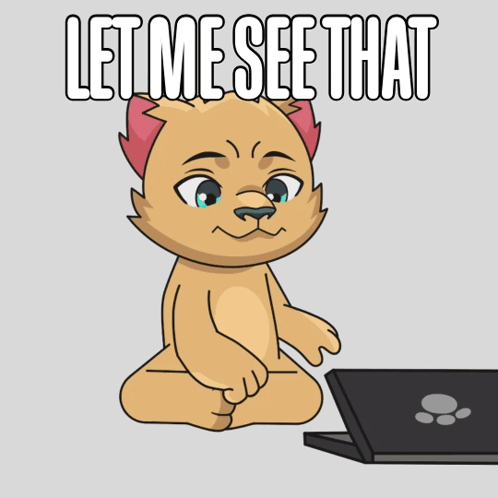 Cartoon Cat Typing on Laptop Let Me See That