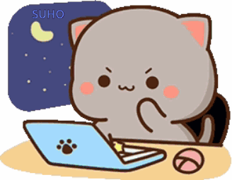 Cartoon Cat Using Laptop GIF