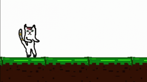 Cartoon Cat Walking Across Green Field