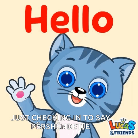 Cartoon Cat Waving Hello Just Checking In Lucas & Friends