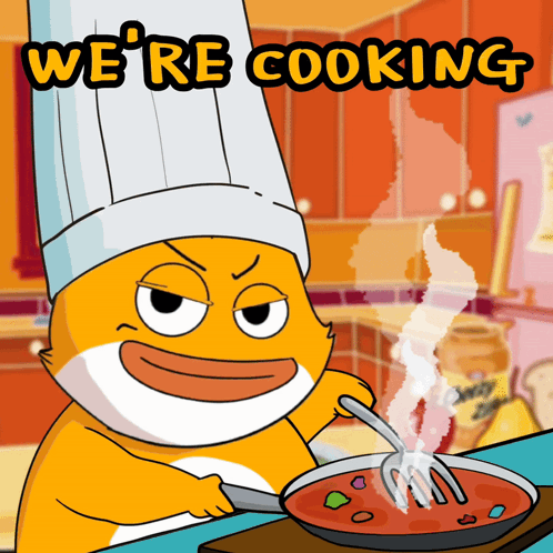 Cartoon Cat Wearing Chef Hat Cooking