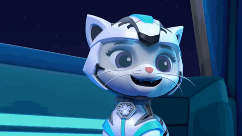 Cartoon Cat Wearing Helmet And Badge GIF