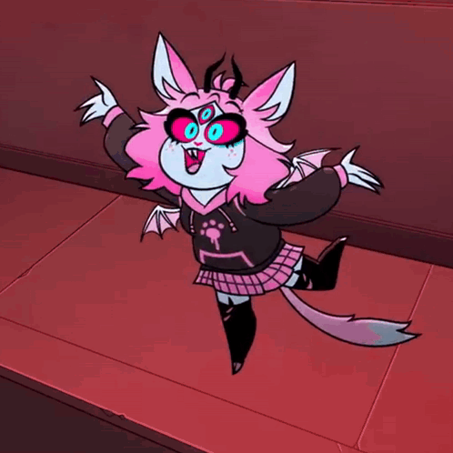 Cartoon Cat Wearing Hoodie And Skirt GIF