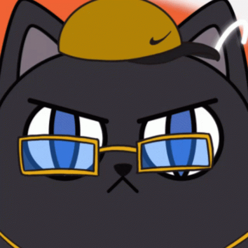 Cartoon Cat Wearing Nike Hat and Glasses