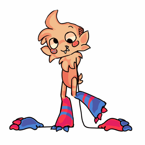 Cartoon Cat Wearing Striped Socks