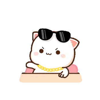Cartoon Cat Wearing Sunglasses and Gold Chain