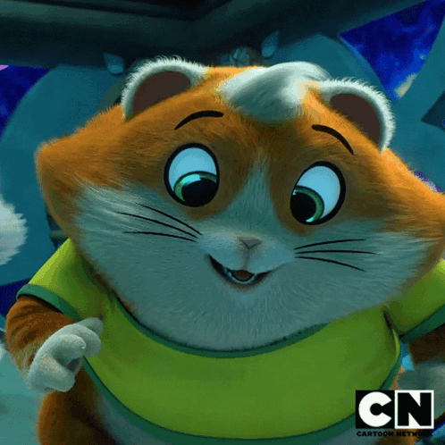 Cartoon Cat Wearing Yellow Shirt With CN Logo GIF