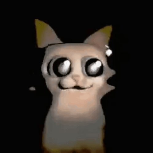 Cartoon Cat With Big Blue Eyes Looking At Camera GIF