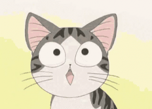 Cartoon Cat With Big Eyes and Pink Tongue Sticking Out