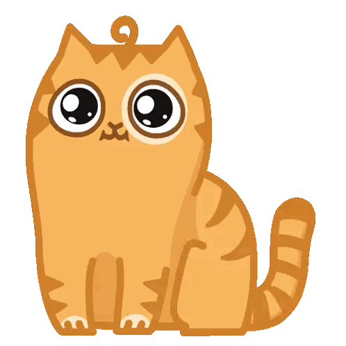 Cartoon Cat with Big Eyes and Tail