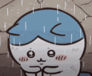 Cartoon Cat With Blue Head In Rain GIF