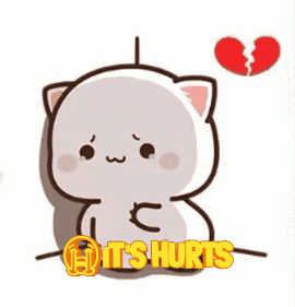 Cartoon Cat With Broken Heart Says It Hurts