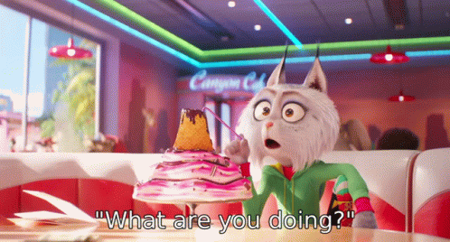 Cartoon Cat with Cake What Are You Doing