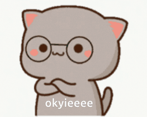 Cartoon Cat with Glasses and Okyieeee