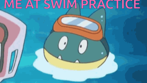 Cartoon Cat with Goggles Swimming