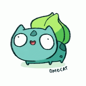 Cartoon Cat With Green Leaf on Back Omocat
