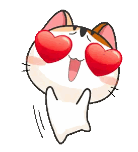 Cartoon Cat With Heart Glasses
