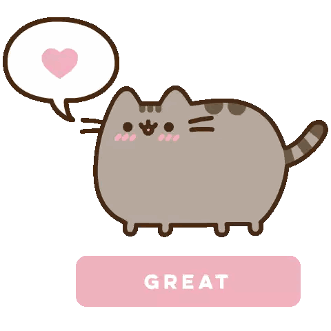 Cartoon Cat with Heart Speech Bubble Great