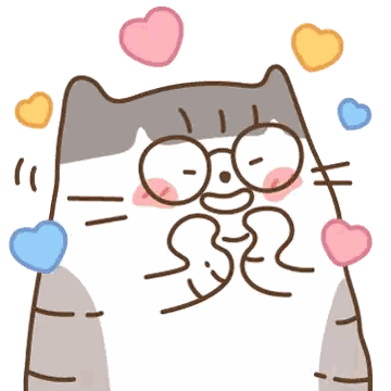 Cartoon Cat with Hearts
