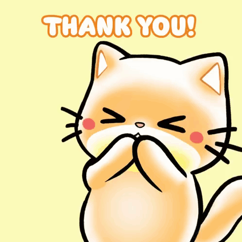 Cartoon Cat With Hearts Saying Thank You GIF