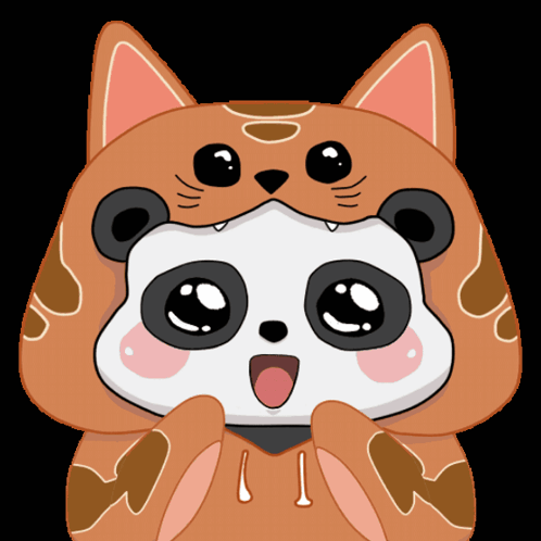 Cartoon Cat With Panda Head GIF