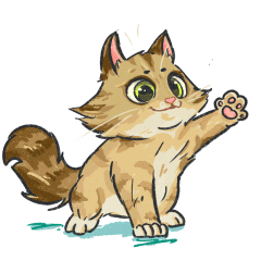 Cartoon Cat With Paw in Air