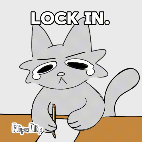 Cartoon Cat With Pencil Saying Lock In