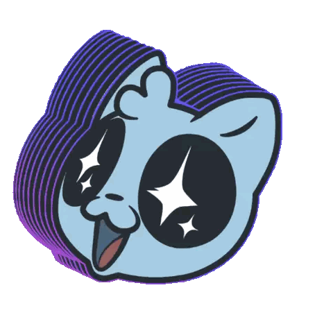 Cartoon Cat with Purple Stripe