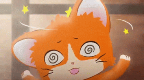 Cartoon Cat With Swirling Eye and Star on Head