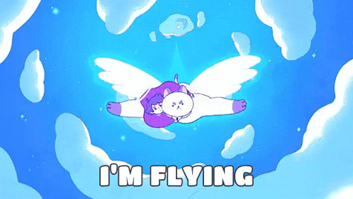 Cartoon Cat With Wings Flying I'm Flying