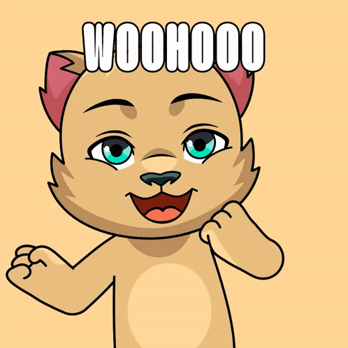 Cartoon Cat With Woohoo Face