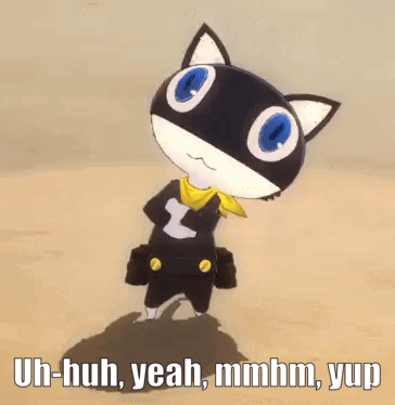 Cartoon Cat With Yellow Scarf Saying Uh-Huh Yeah Mmhmm Yup GIF